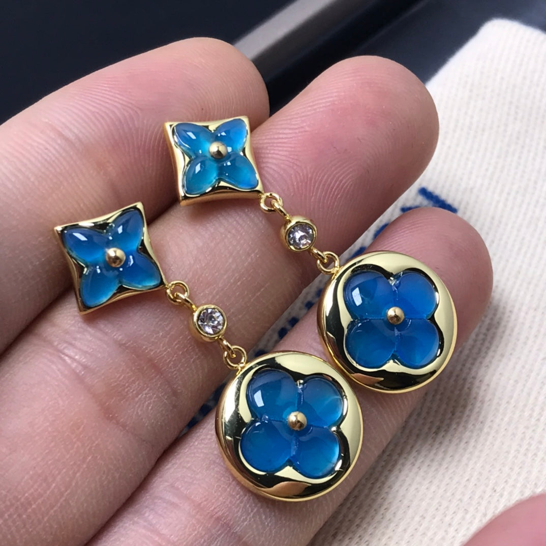 [LuckyStar]Ohrringe mit Stern- und Sonnenachat-Diamanten