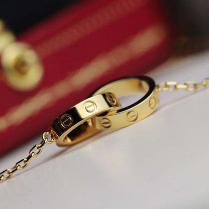 [LuckyStar] LIEBESHALSKETTE DOPPELRING GOLD