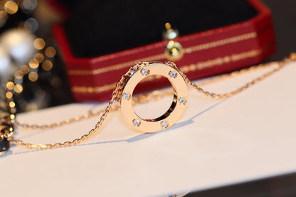 [LuckyStar] LIEBESKETTE 16MM 6 DIAMANTEN ROTGOLD