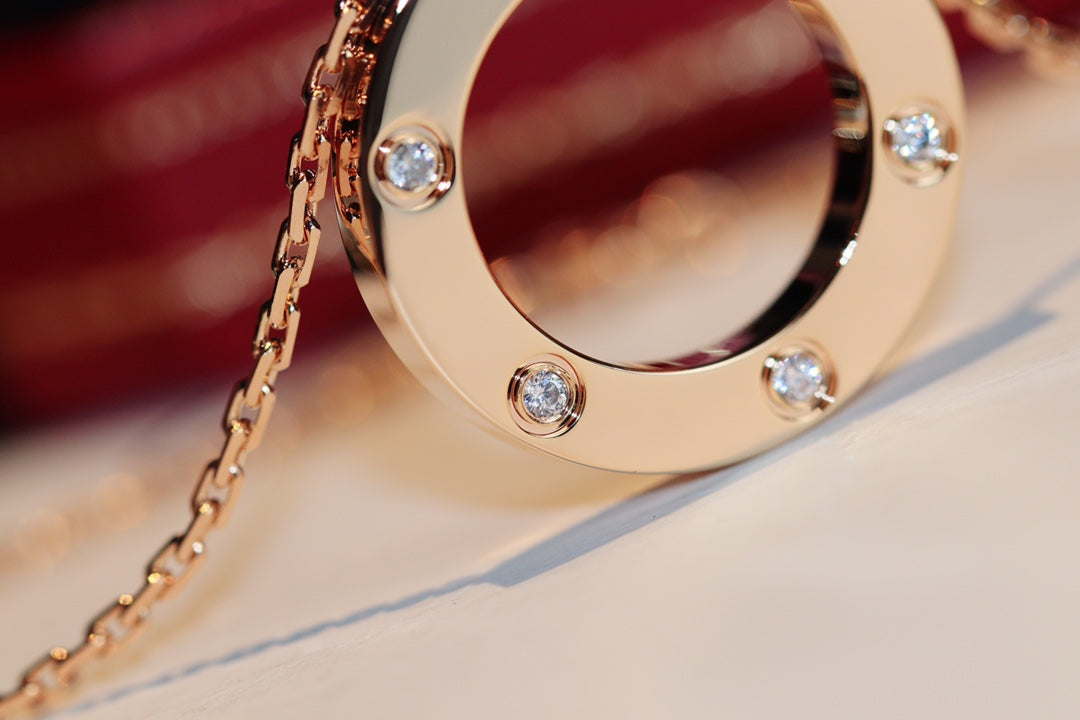 [LuckyStar] LIEBESKETTE 16MM 6 DIAMANTEN ROTGOLD