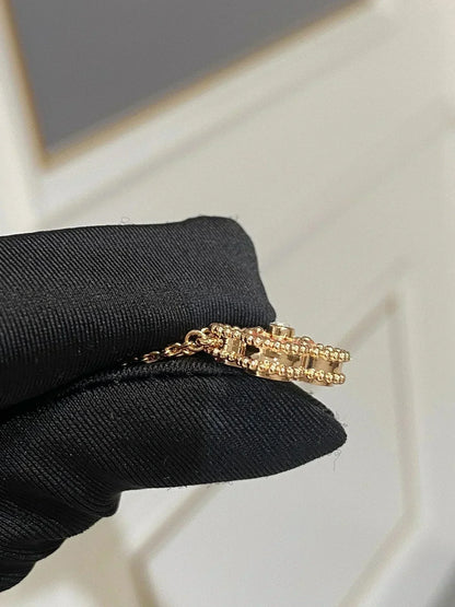 [LuckyStar]CLOVER 15MM DIAMANT-RHODONIT-HALSKETTE