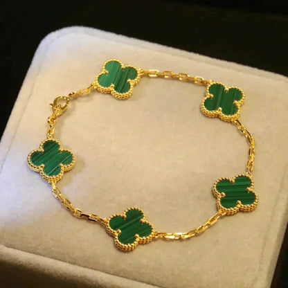 [LuckyStar]CLOVER 5 MOTIVE MALACHIT ARMBAND 