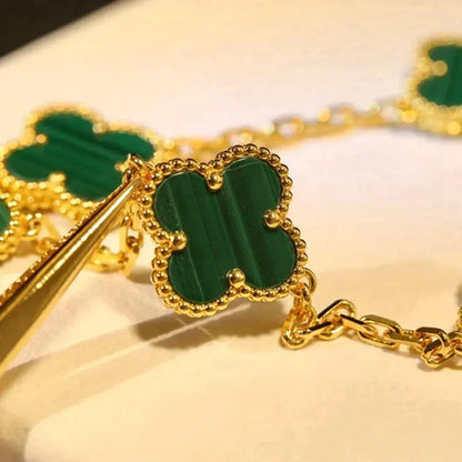 [LuckyStar]CLOVER 5 MOTIVE MALACHIT ARMBAND 