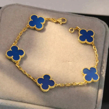 [LuckyStar]CLOVER 5 MOTIVE BLAUER ACHATARMBAND