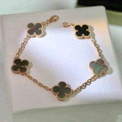 [LuckyStar]CLOVER 5 MOTIV GRAU MOP ARMBAND
