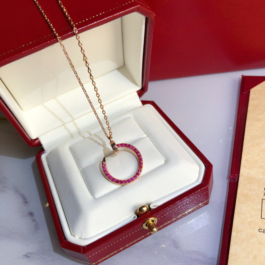 [LuckyStar]JUSTE HALSKETTE GOLD ROTE DIAMANTEN
