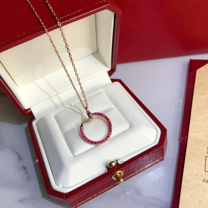 [LuckyStar]JUSTE HALSKETTE GOLD ROTE DIAMANTEN
