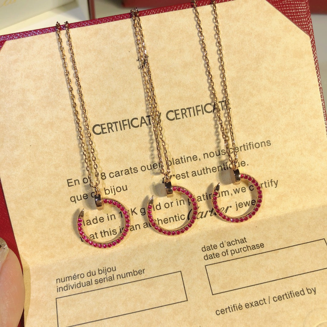 [LuckyStar]JUSTE HALSKETTE GOLD ROTE DIAMANTEN