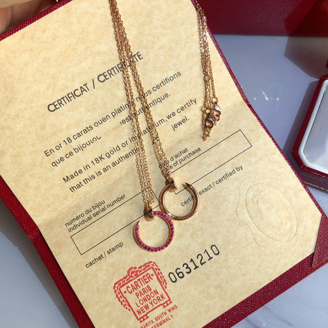 [LuckyStar]JUSTE HALSKETTE GOLD ROTE DIAMANTEN