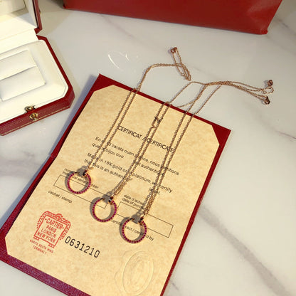[LuckyStar]JUSTE HALSKETTE GOLD ROTE DIAMANTEN