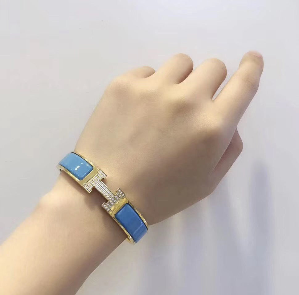 [LuckyStar]H CLOUD BLUE ARMBAND GOLD DIAMANT
