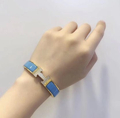 [LuckyStar]H CLOUD BLUE ARMBAND GOLD DIAMANT