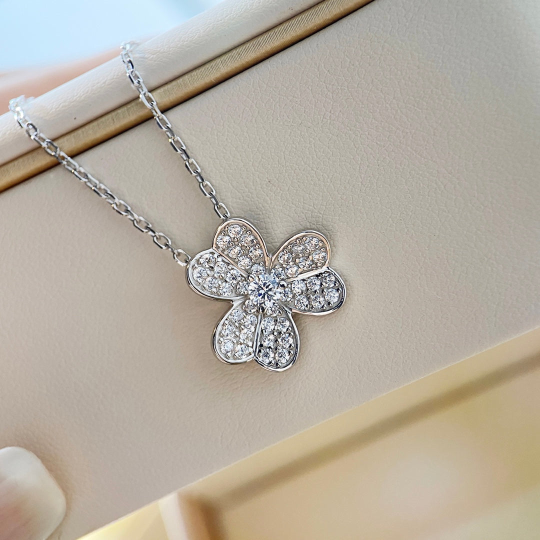[LuckyStar]CLOVER DIAMANT HALSKETTE SILBER