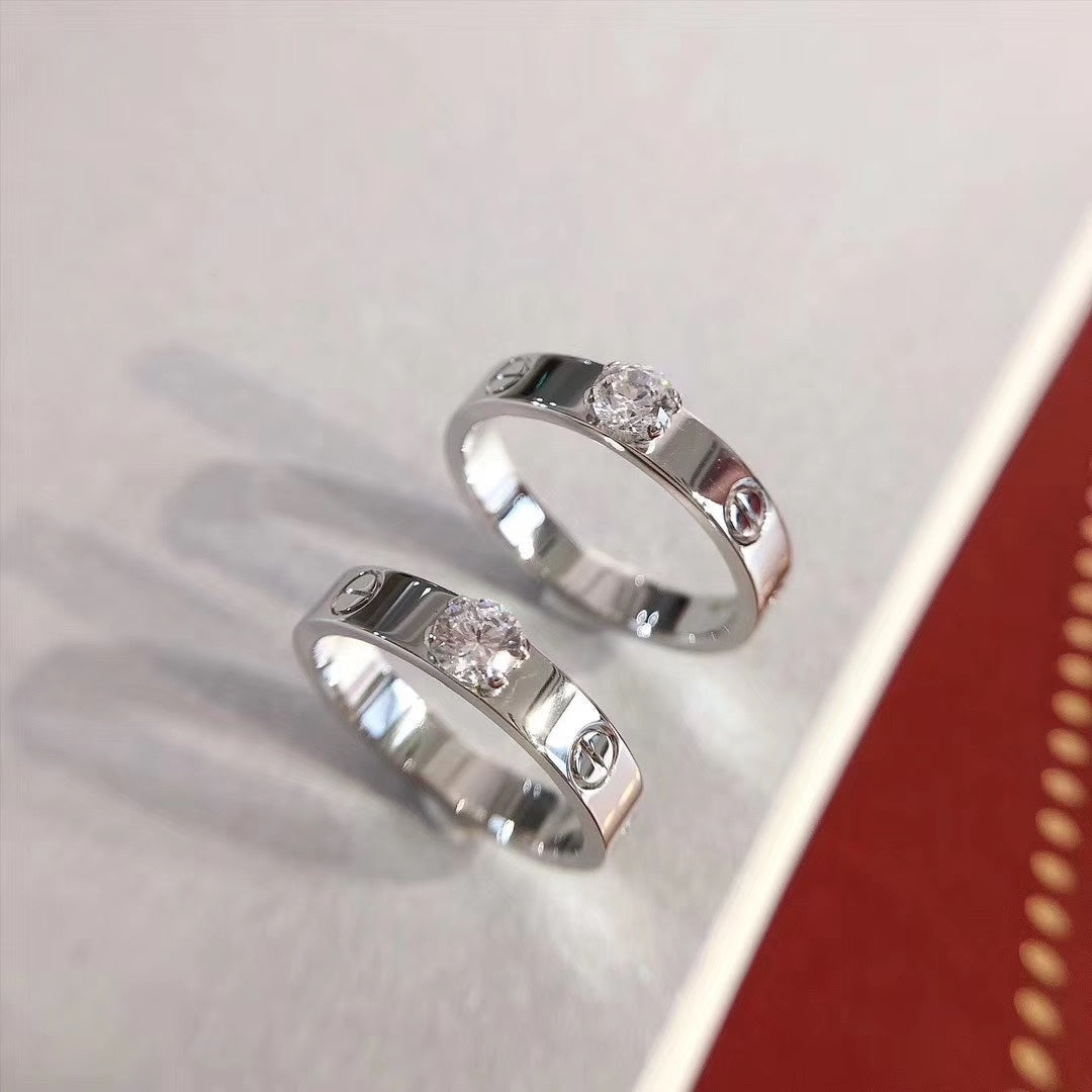 [LuckyStar]Liebesring 3,6 mm 1 großer Diamant