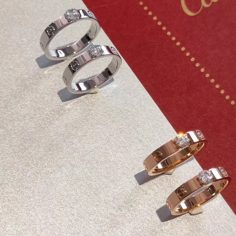 [LuckyStar]Liebesring 3,6 mm 1 großer Diamant
