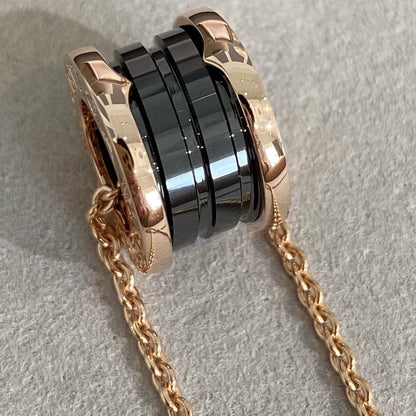 [LuckyStar]ZERO 1 SCHWARZE KERAMIK ROSA GOLD HALSKETTE