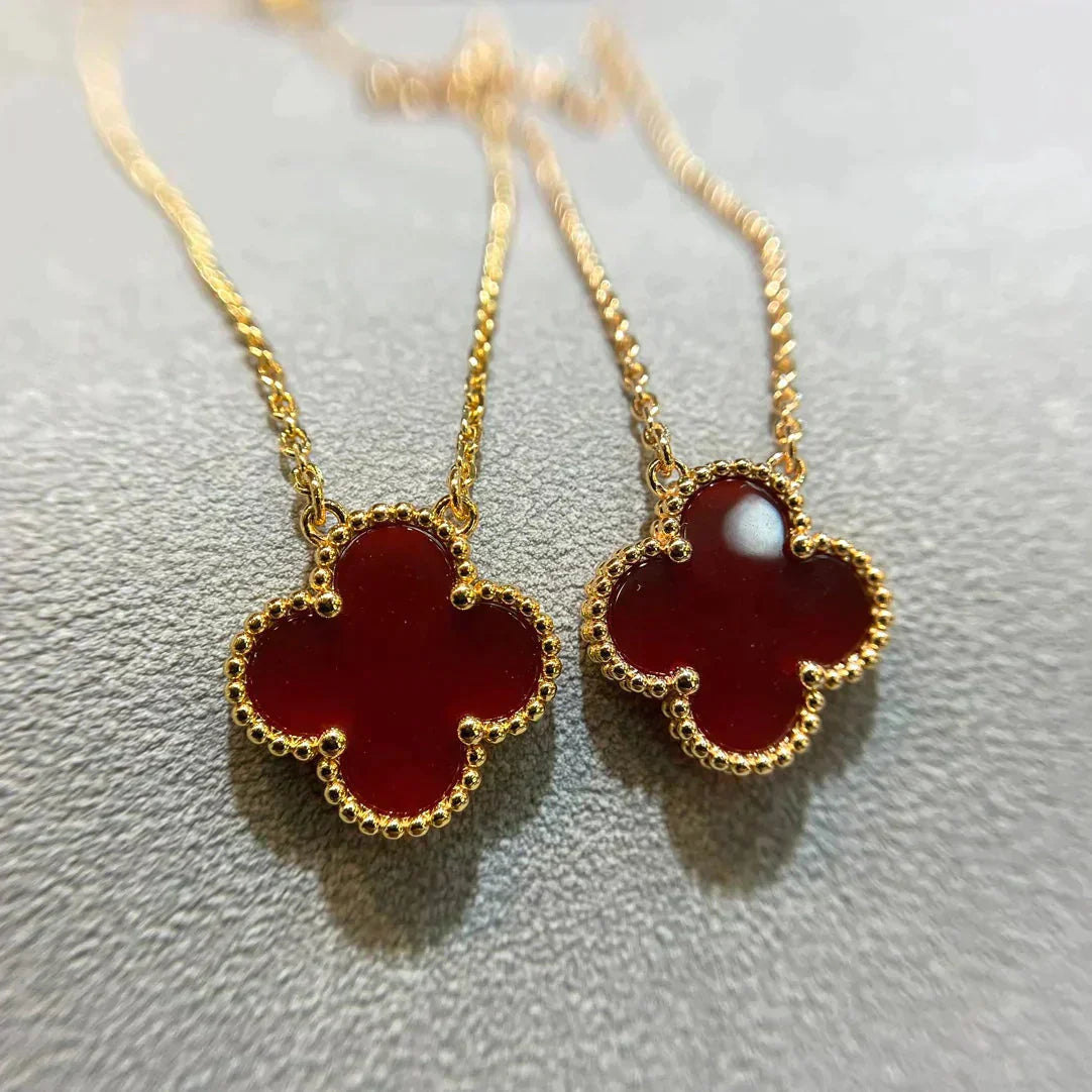 [LuckyStar]CLOVER 15MM KARNEOL EINZELNE BLUMENKETTE