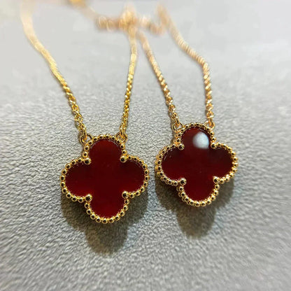 [LuckyStar]CLOVER 15MM KARNEOL EINZELNE BLUMENKETTE