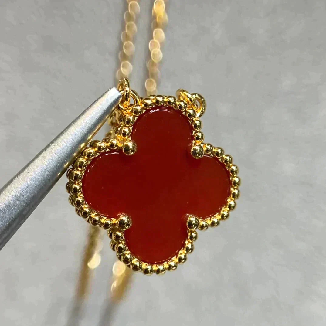 [LuckyStar]CLOVER 15MM KARNEOL EINZELNE BLUMENKETTE