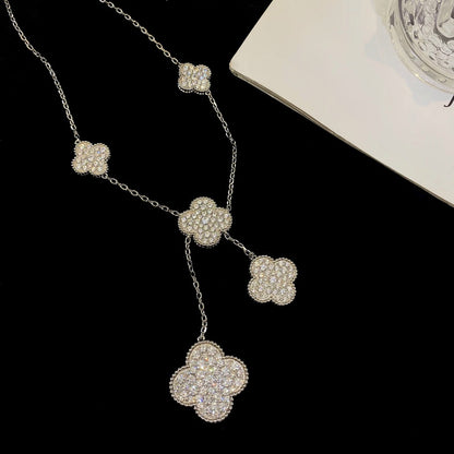 [LuckyStar]Klee 5 Motive Silber Diamanten Halskette