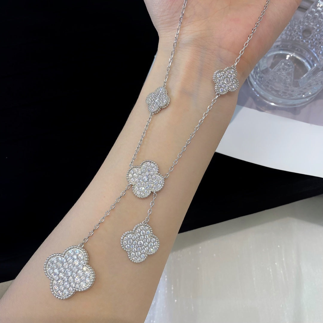 [LuckyStar]Klee 5 Motive Silber Diamanten Halskette