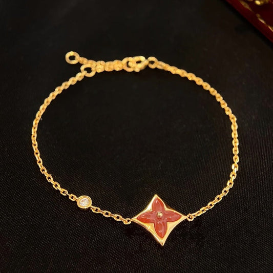 [LuckyStar]COLOR STAR KARNEOL ROTGOLD DIAMANT ARMBAND