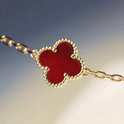 [LuckyStar]Klee-Halskette mit 20 Motiven aus Karneol