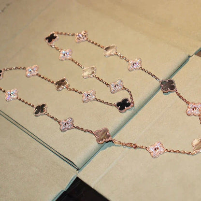 [LuckyStar]CLOVER 20 MOTIFS DARK MOP DIAMOND  NECKLACE