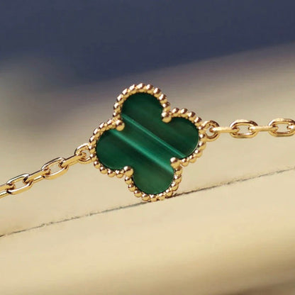 [LuckyStar]CLOVER 20 MOTIVE MALACHIT DIAMANT HALSKETTE