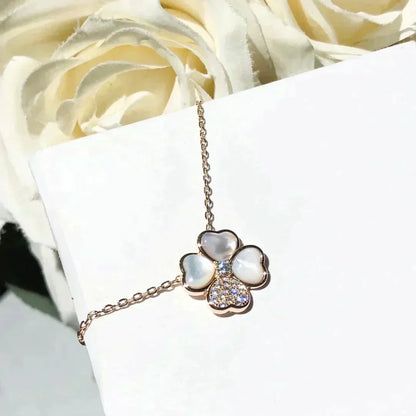 [LuckyStar]CLOVER MOP DIAMOND ROSÉGOLD HALSKETTE