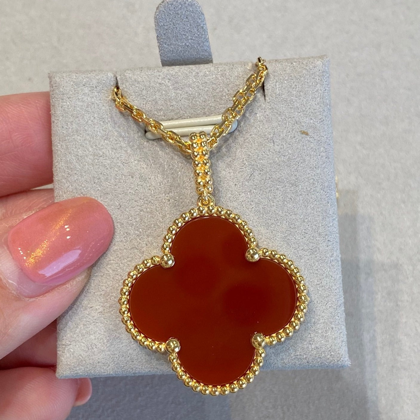 [LuckyStar]CLOVER 25MM HALSKETTE GOLD KARNEOL