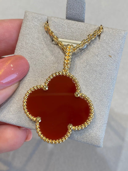 [LuckyStar]CLOVER 25MM HALSKETTE GOLD KARNEOL