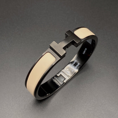 [LuckyStar]H-ARMBAND 12MM SCHWARZ BEIGE KERAMIK