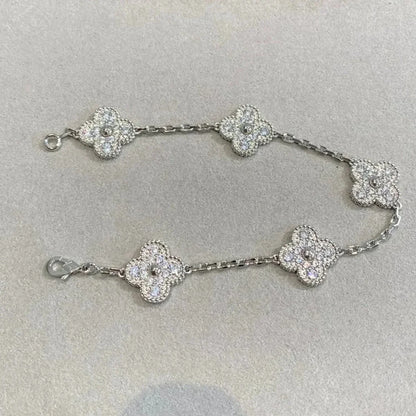 [LuckyStar]CLOVER 5 MOTIVE DIAMANTARMBAND SILBER