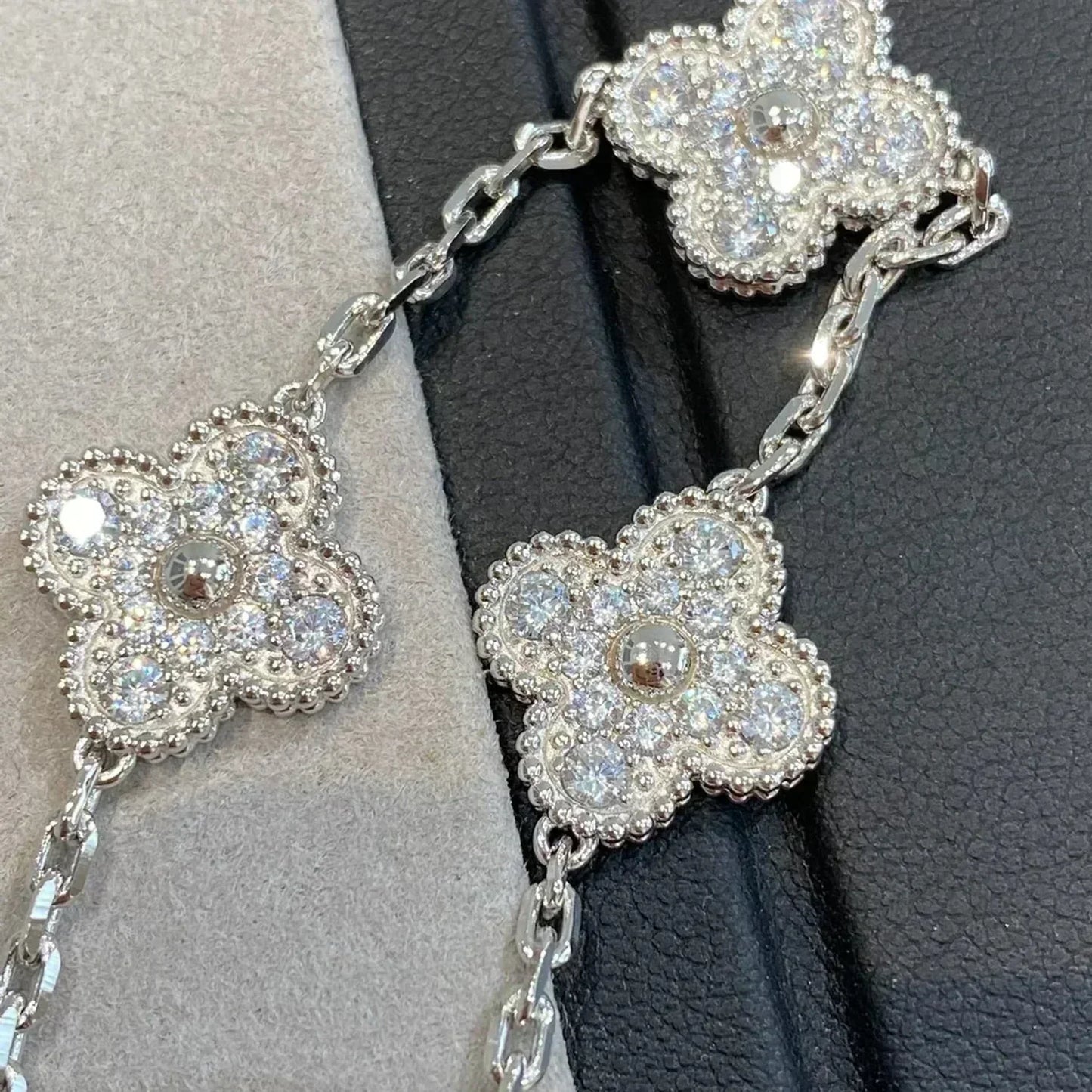 [LuckyStar]CLOVER 5 MOTIVE DIAMANTARMBAND SILBER