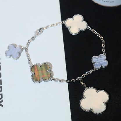 [LuckyStar]KLEE-ARMBAND 5 MOTIVE MOP CHALCEDON SILBER 
