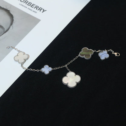 [LuckyStar]KLEE-ARMBAND 5 MOTIVE MOP CHALCEDON SILBER 