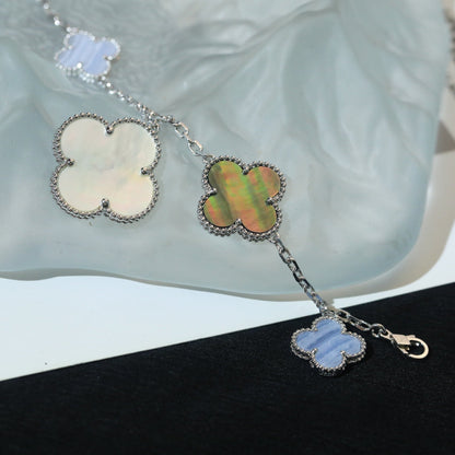 [LuckyStar]KLEE-ARMBAND 5 MOTIVE MOP CHALCEDON SILBER 