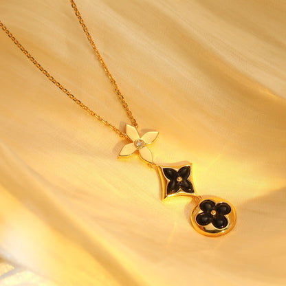 [LuckyStar]Stern und Sonne Onyx Roségold Halskette