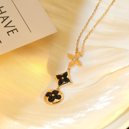 [LuckyStar]Stern und Sonne Onyx Roségold Halskette