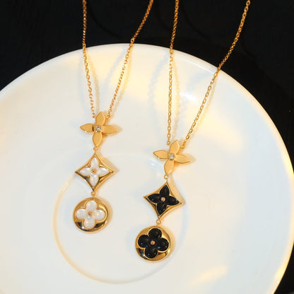 [LuckyStar]Stern und Sonne Onyx Roségold Halskette