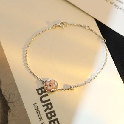 [LuckyStar]Silberarmband mit Sonnenmotiv, rosa Mops