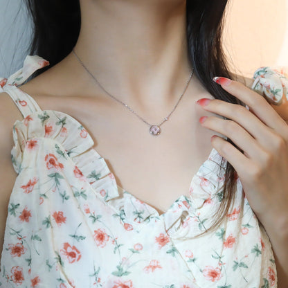 [LuckyStar]Sonnenanhänger Roségold 1 Diamant Halskette
