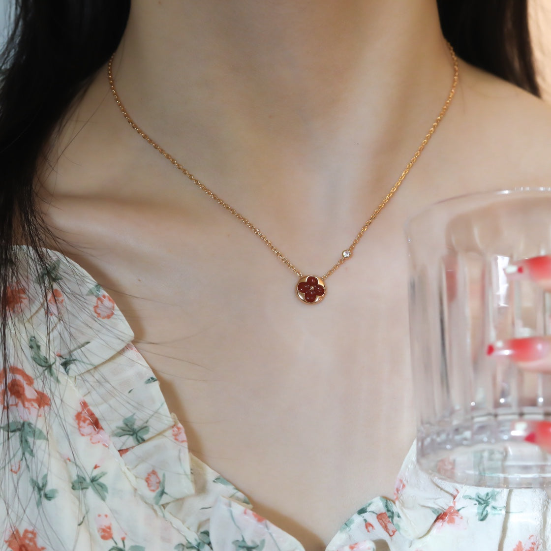 [LuckyStar]Sonnenanhänger Roségold 1 Diamant Halskette