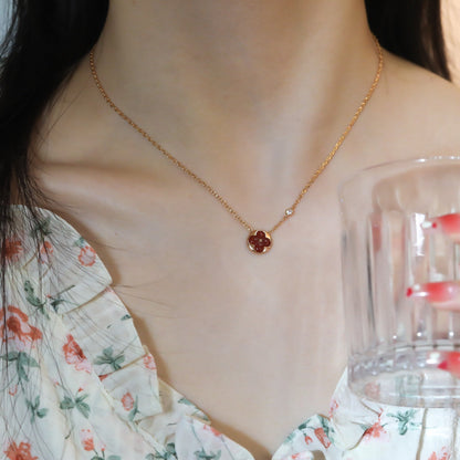 [LuckyStar]Sonnenanhänger Roségold 1 Diamant Halskette
