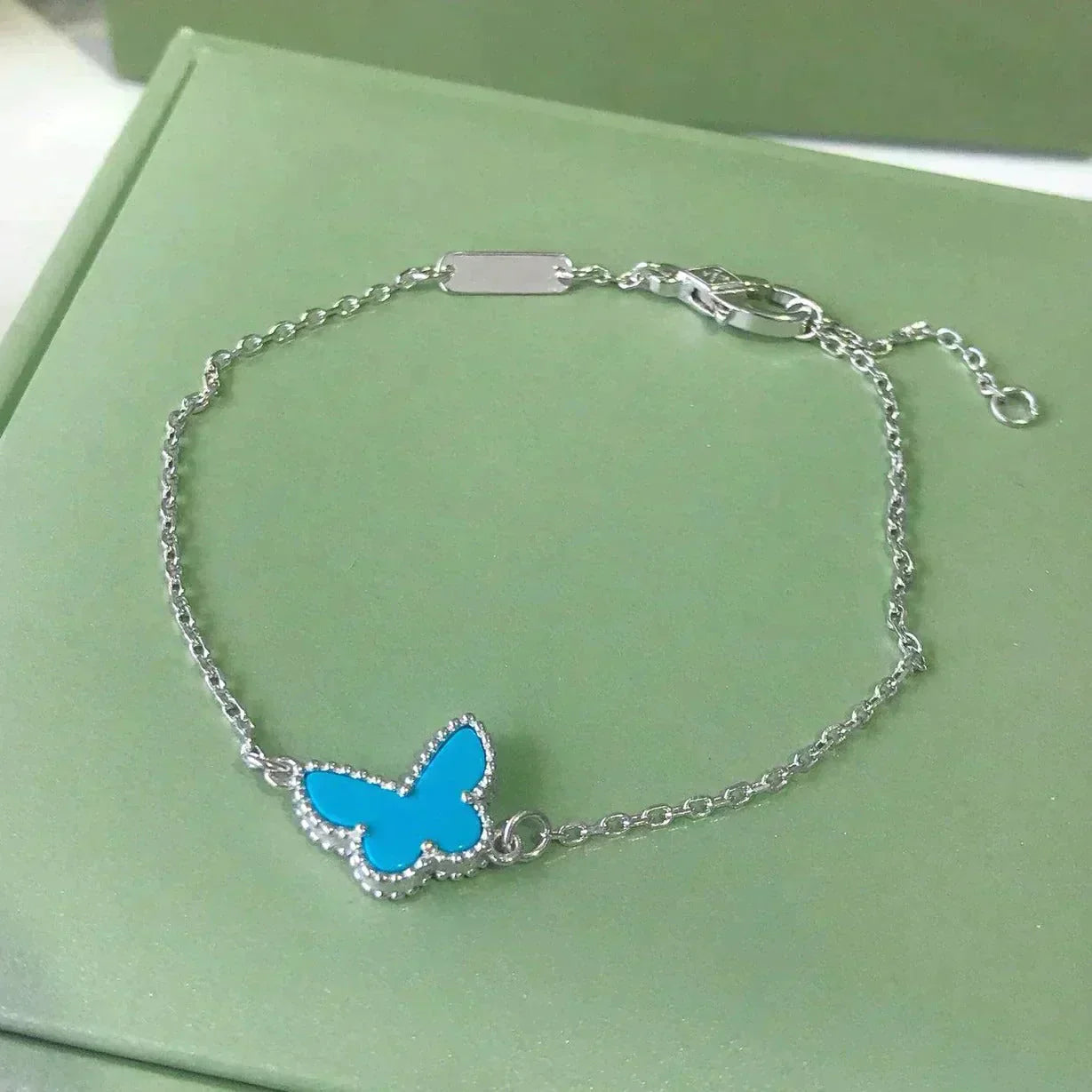 [LuckyStar] BUTTERFLY TÜRKIS SCHMETTERLING ARMBAND SILBER