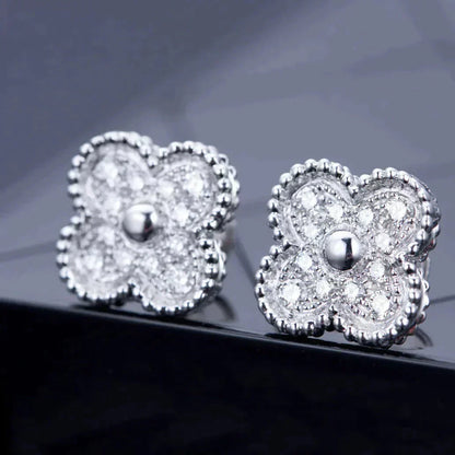 [LuckyStar]CLOVER 1 MOTIFS DIAMOND OHRSTECKER SILBER