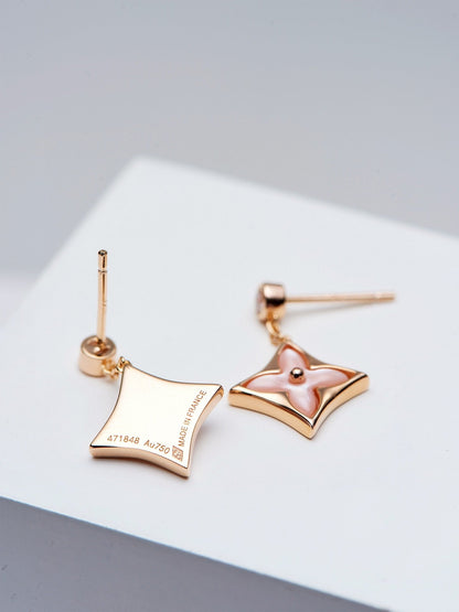 [LuckyStar] DOPPELSTERN-OHRRINGE IN ROSA GOLD MIT MOP-AUFLAGE