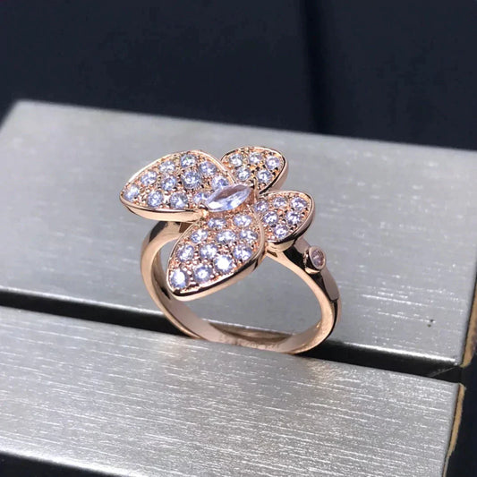 [LuckyStar] SCHMETTERLINGSRING AUS ROTGOLD MIT DIAMANTEN