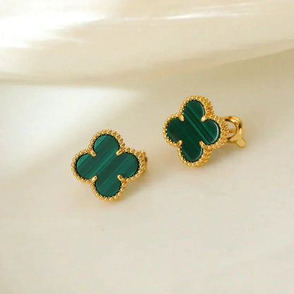 [LuckyStar]CLOVER MEDIUM 1 MOTIFS MALACHIT OHRRINGE